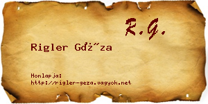 Rigler Géza névjegykártya